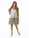 Платье А-силуэта оливкового цвета | 6081223 | фото 4