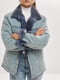 Куртка голубая джинсовая с отделкой из меха норки | 6081569 | фото 3