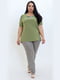 Блуза оливкового цвета с цветочным принтом | 6083250 | фото 2