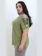Блуза оливкового кольору з квітковим принтом | 6083250 | фото 3
