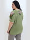 Блуза оливкового кольору з квітковим принтом | 6083250 | фото 4