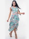 Сукня А-силуету блакитна квітковий принт | 6086965 | фото 2