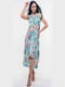 Сукня А-силуету блакитна квітковий принт | 6086965 | фото 4
