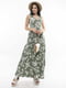Платье оливковое с принтом | 6087269 | фото 6