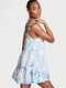 Мини-платье А-силуэта голубое с принтом | 6087467 | фото 2