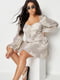 Платье А-силуэта молочного цвета с цветочным принтом | 6087703