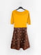 Сукня А-силуету жовто-коричнева з квітковою вишивкою | 6087735