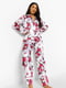 Брюки пижамные белые с цветочным принтом | 6087924