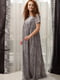 Платье А-силуэта серое с принтом | 6090691 | фото 2