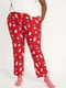 Брюки пижамные красные с принтом | 6096253 | фото 6