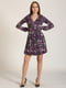 Сукня А-силуету фіолетова в принт | 5796824