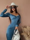Сукня А-силуету синя в горох шовкова | 6104738 | фото 3