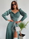 Сукня А-силуету зелена в горох шовкова | 6104745 | фото 3
