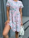 Сукня А-силуету пудрового кольору в квітковий принт | 6108308 | фото 3