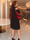Сукня чорно-червона, декорована сіточкою | 6108793 | фото 2