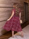 Платье А-силуэта бордовое в цветочный принт | 6108906 | фото 3
