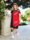 Платье черно-красное, декорированное сеточкой | 6108511 | фото 5