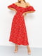 Платье А-силуэта красное в цветочный принт | 6114637 | фото 2