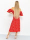 Платье А-силуэта красное в цветочный принт | 6114637 | фото 4