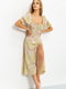 Сукня А-силуету світло-оливкового кольору в принт | 6114640 | фото 2