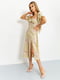 Сукня А-силуету світло-оливкового кольору в принт | 6114640 | фото 3