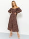 Платье А-силуэта коричневое в цветочный принт | 6114668 | фото 3