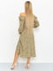 Сукня А-силуету оливкового кольору в квітковий принт | 6114670 | фото 3