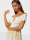 Платье А-силуэта белое с цветочным принтом | 6117579 | фото 3