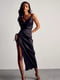 Сукня у білизняному стилі чорна з анімалістичним принтом | 6118052