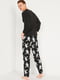 Брюки пижамные фланелевые черные в принт | 6118494 | фото 2