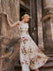 Платье А-силуэта молочного цвета в цветочный принт | 6119841 | фото 3