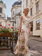 Платье А-силуэта молочного цвета в цветочный принт | 6119841 | фото 5