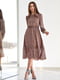 Платье А-силуэта коричневое с цветочным принтом | 6122037 | фото 4