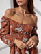 Платье А-силуэта коричневое с цветочным принтом | 6122055 | фото 5
