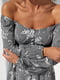 Платье А-силуэта серое с цветочным принтом | 6122056 | фото 5