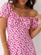 Платье А-силуэта розовое с цветочным принтом | 6122195 | фото 4