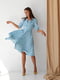 Платье А-силуэта голубое с цветочным принтом | 6122214 | фото 3