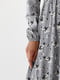 Платье А-силуэта серое с цветочным принтом | 6122216 | фото 4