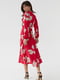 Платье А-силуэта красное с цветочным принтом | 6122334 | фото 2