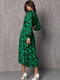 Платье А-силуэта зеленое с геометрическим принтом | 6122336 | фото 2