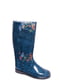 Сапоги резиновые синие с цветочным принтом | 6125241 | фото 2
