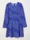 Платье А-силуэта синее с цветочным принтом | 5712045
