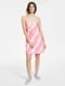 Платье А-силуэта розово-белое в полоску | 6130990