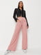 Широкие розовые брюки с накладами карманами | 6133216
