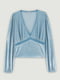 Блуза голубая бархатная с кружевными деталями | 6133742 | фото 5