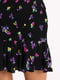 Черная юбка в цветочный принт с оборкой по подолу | 6133756 | фото 4