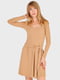 Платье А-силуэта песочного цвета в рубчик | 6048794 | фото 2