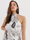 Платье А-силуэта белое с принтом | 6252550 | фото 3