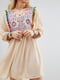 Платье А-силуэта бежевое с вышивкой | 6252608 | фото 4