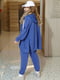 Жіночий спортивний костюм-трійка кофта футболки штани розмір: 50-52, 54-56, 58-60 синій, 50/52 | 6253176 | фото 4